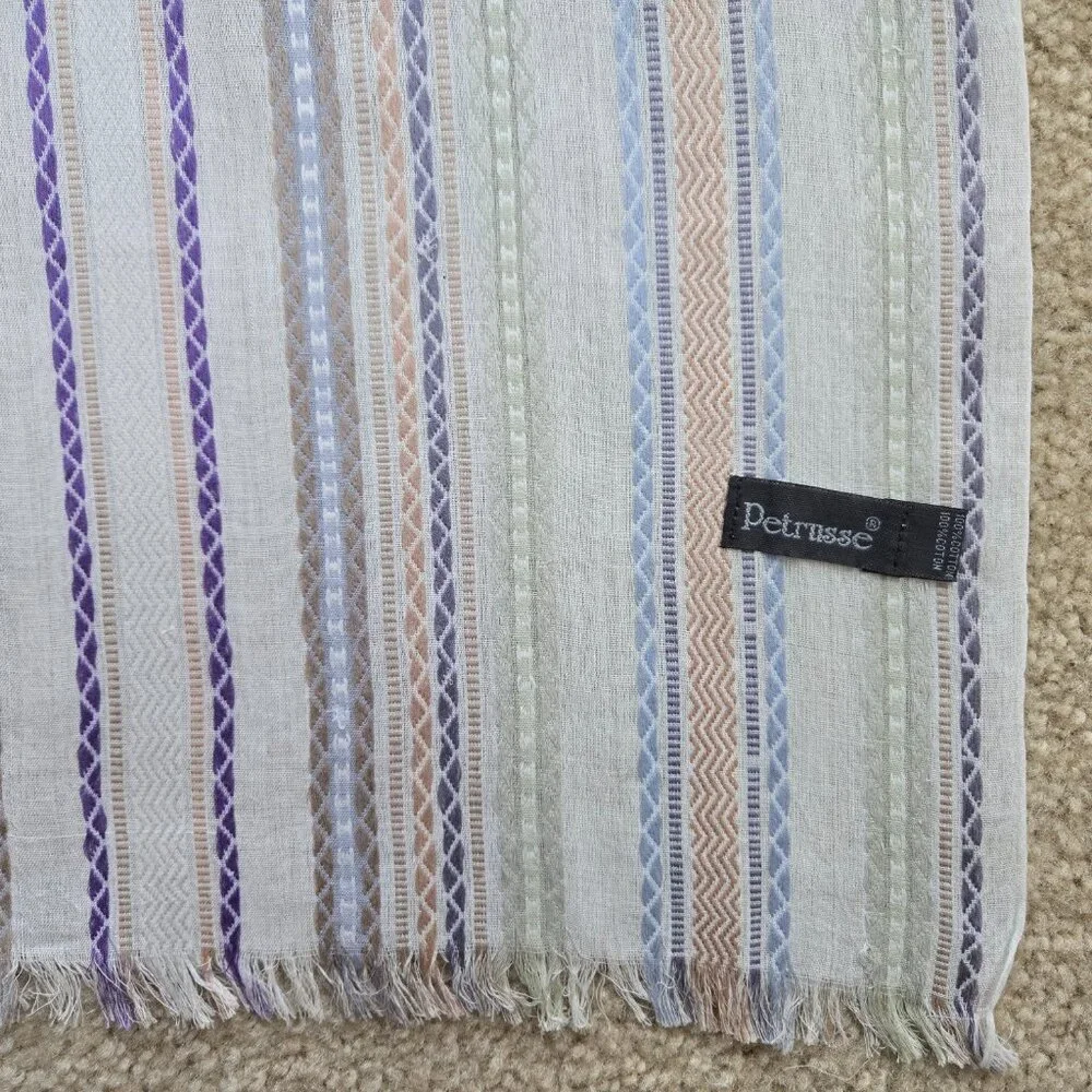 NWOT Petrusse Embroidered Lightweight Summer Scarf Cotton Paris